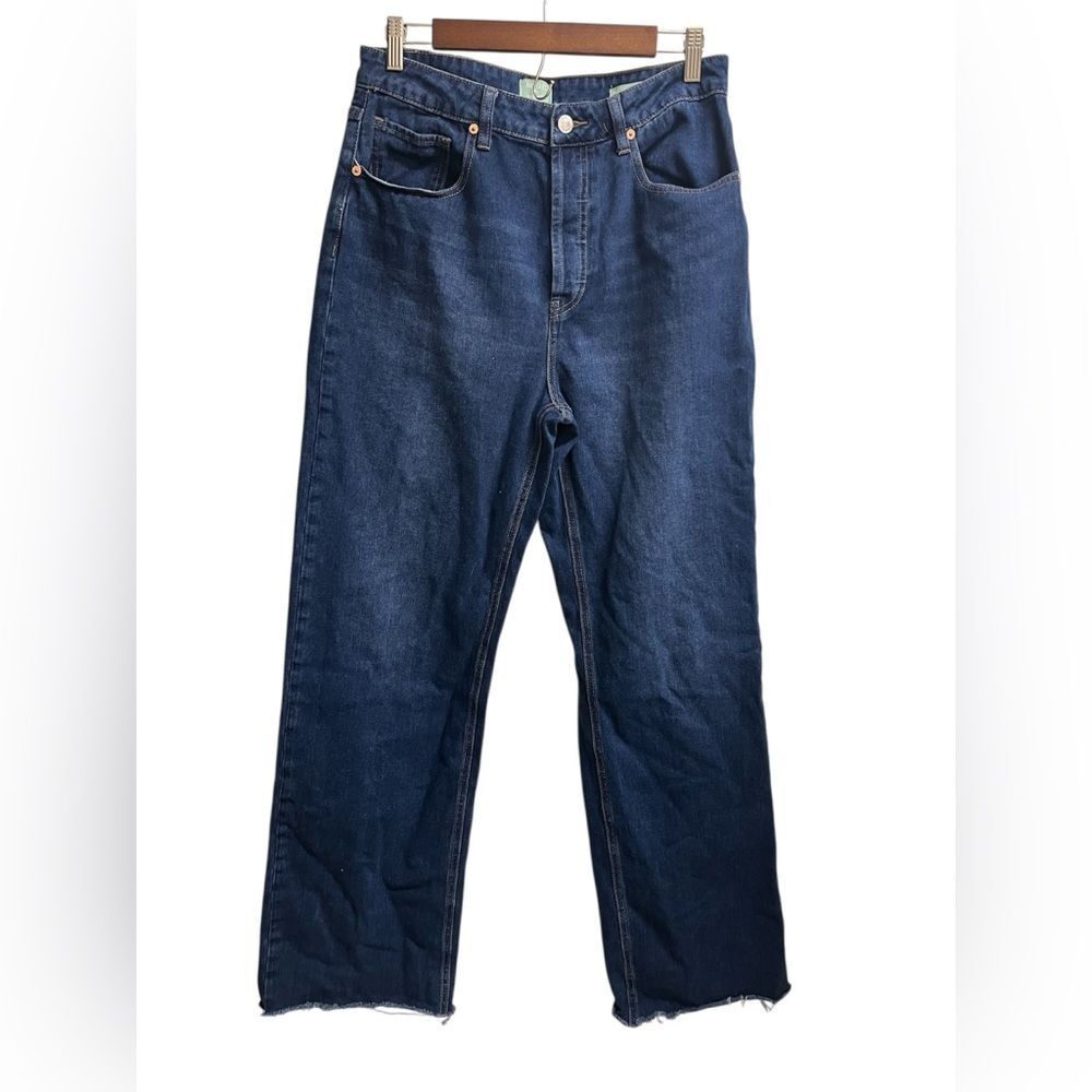 Articles of Society The Jane High Rise Wide Leg Jeans Medium Wash Raw Hem SZ 29